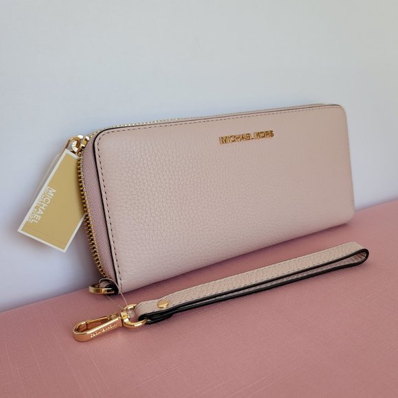 MICHAEL KORS Jet Set Travel Large Continental Leather Wallet-Powder Blush🎈⭐$128 - Picture 2 of 16